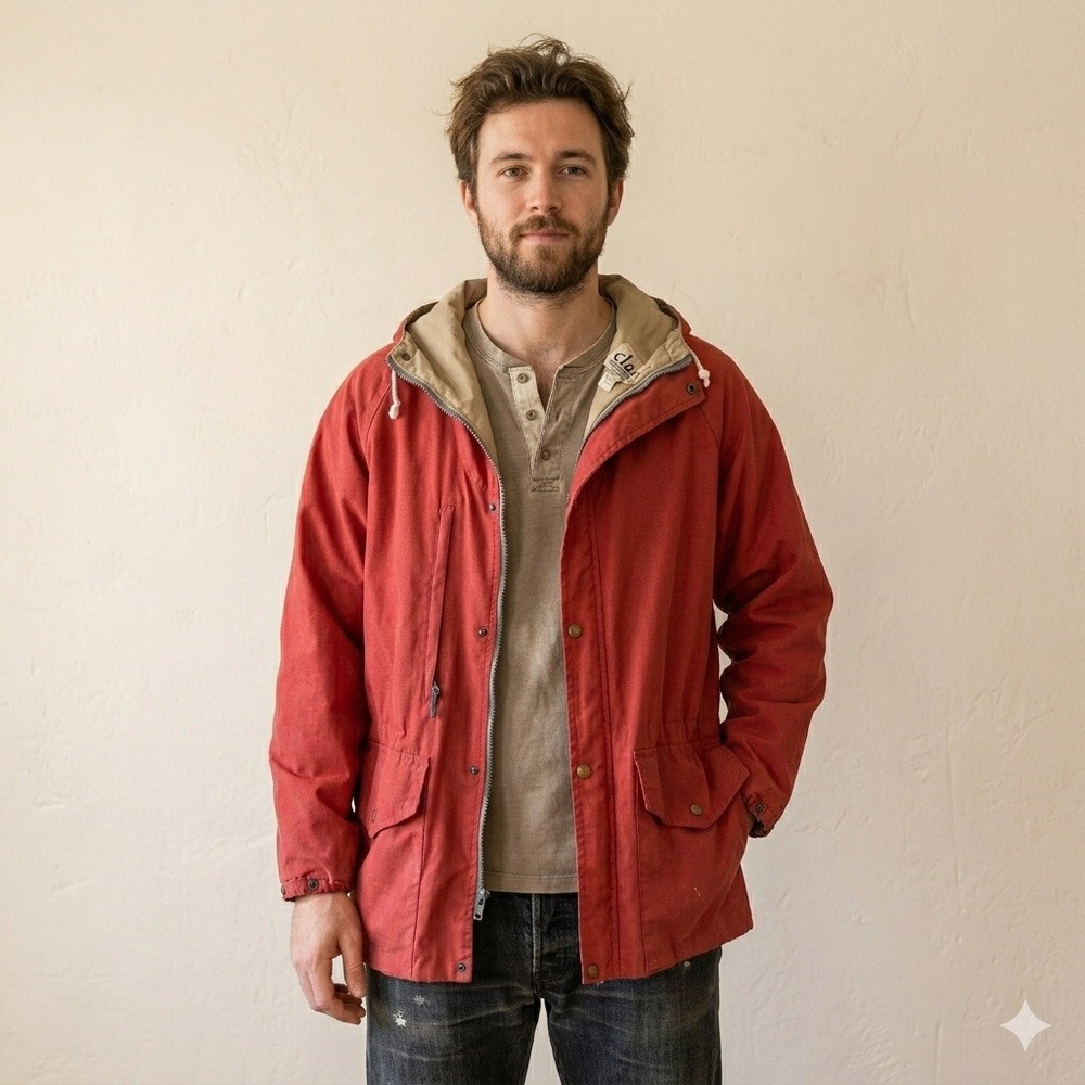 Vintage 1970s Class-5 Parka Jacket Mens M Red Hooded Mountain Gorpcore Jacket